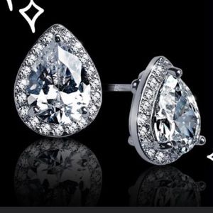 White gold plated teardrop earrings